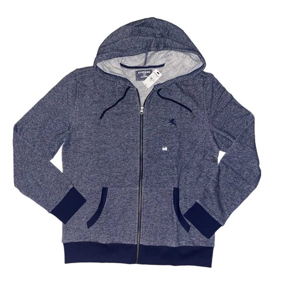 Express fleece cotton zip-up hoodie Firecracker Blue men’s size L NWT